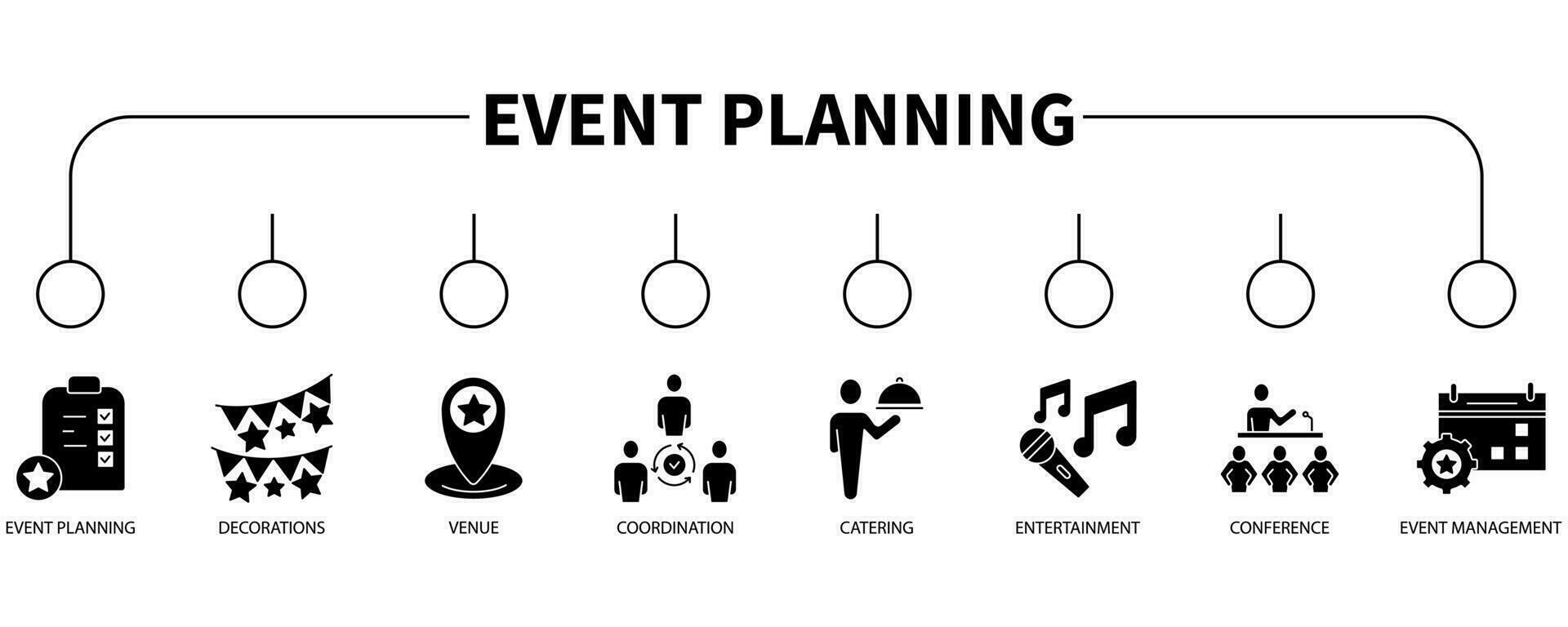 Event planning banner web icon vector illustration concept