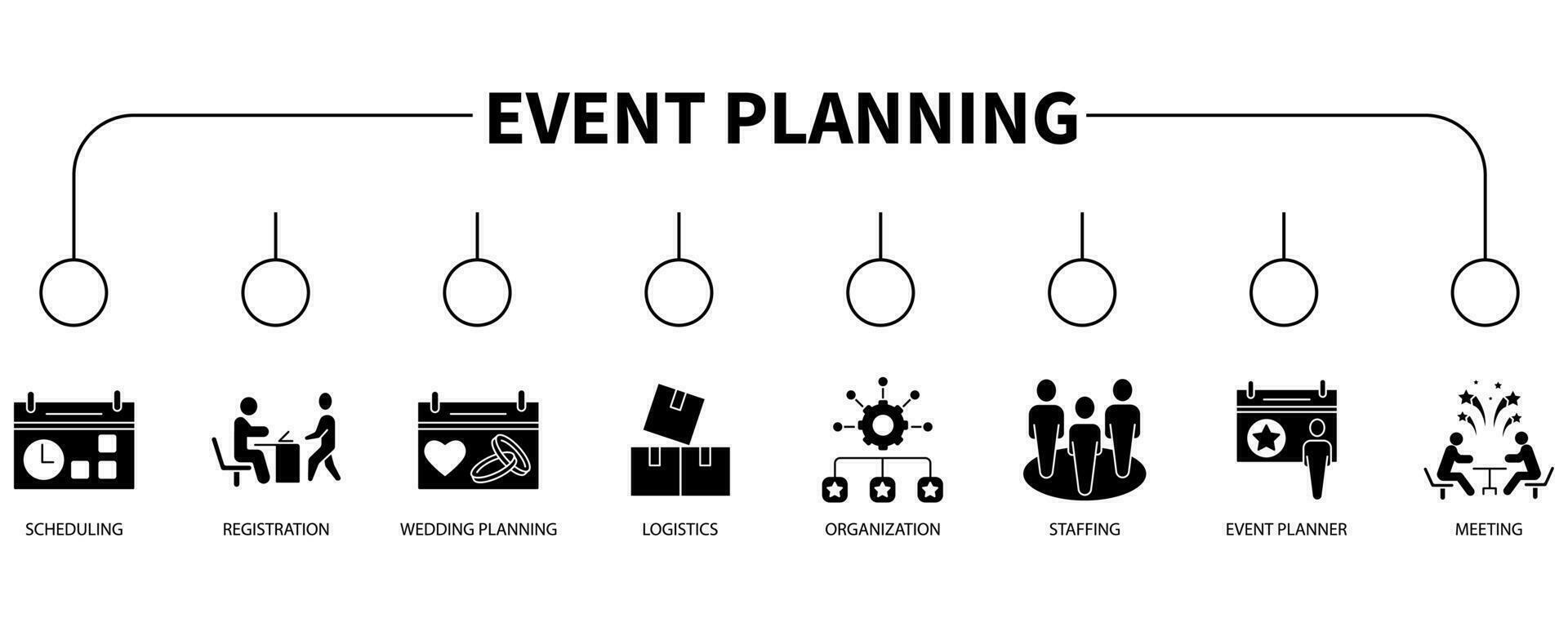 Event planning banner web icon vector illustration concept