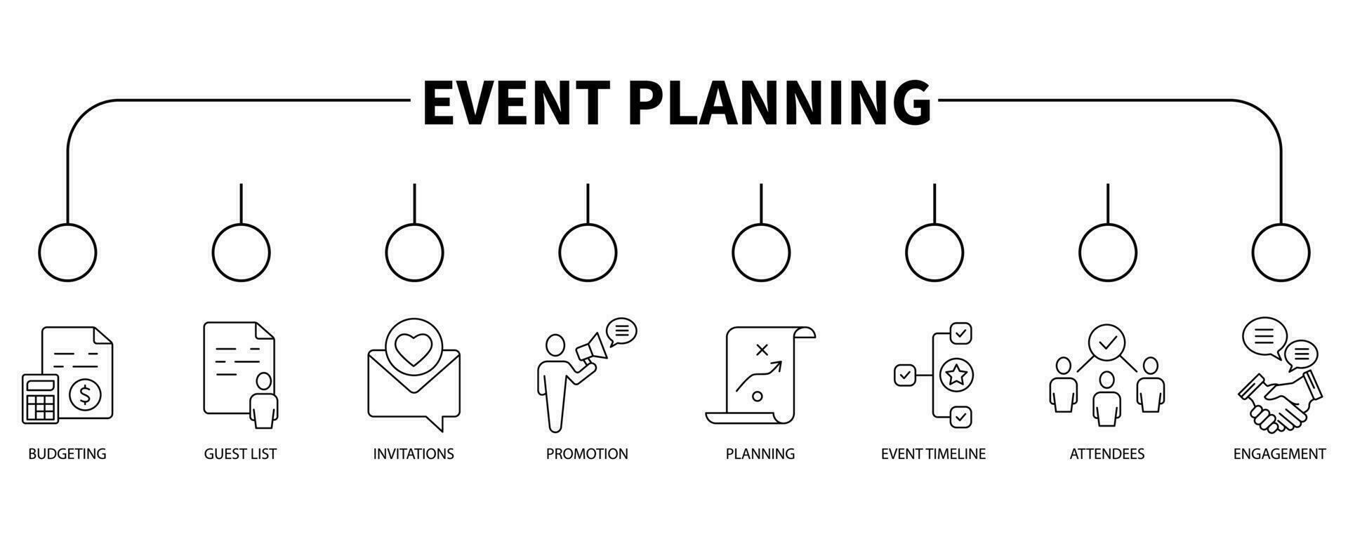 Event planning banner web icon vector illustration concept