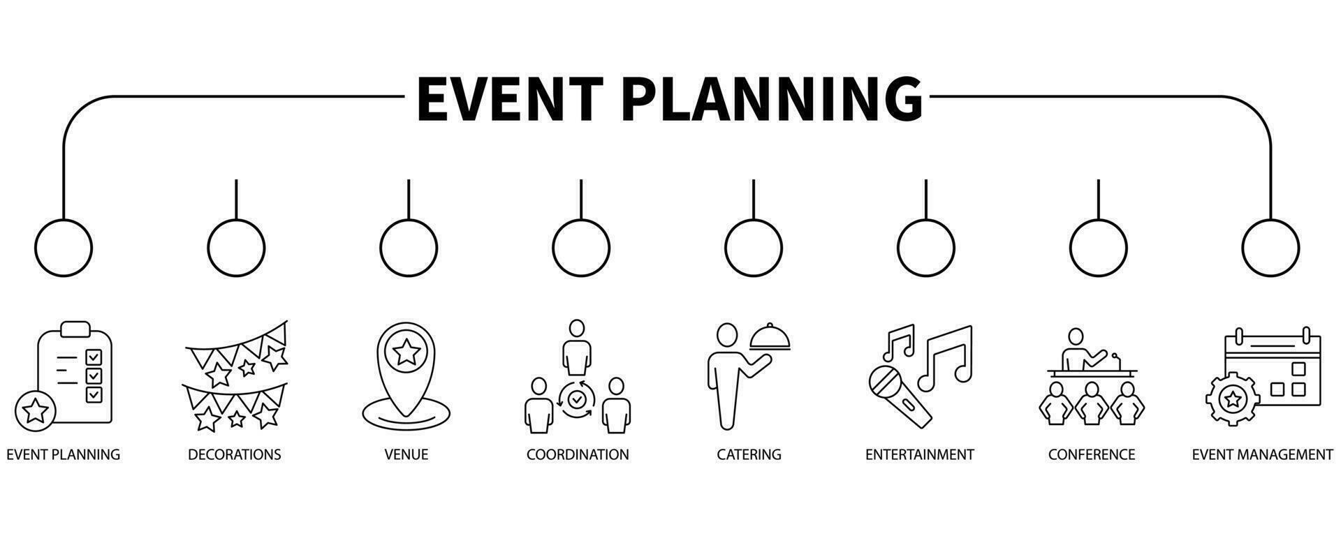 Event planning banner web icon vector illustration concept