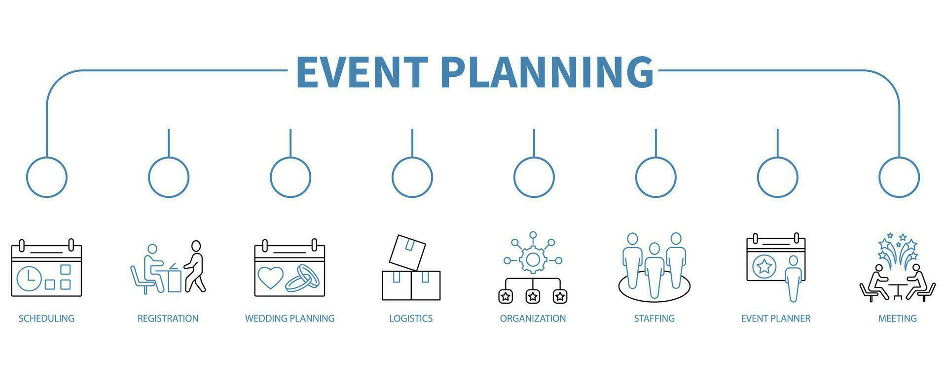 Event planning banner web icon vector illustration concept