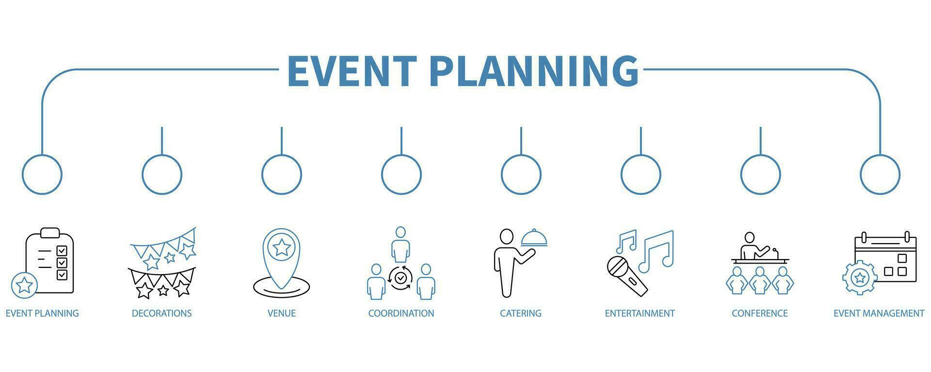 Event planning banner web icon vector illustration concept