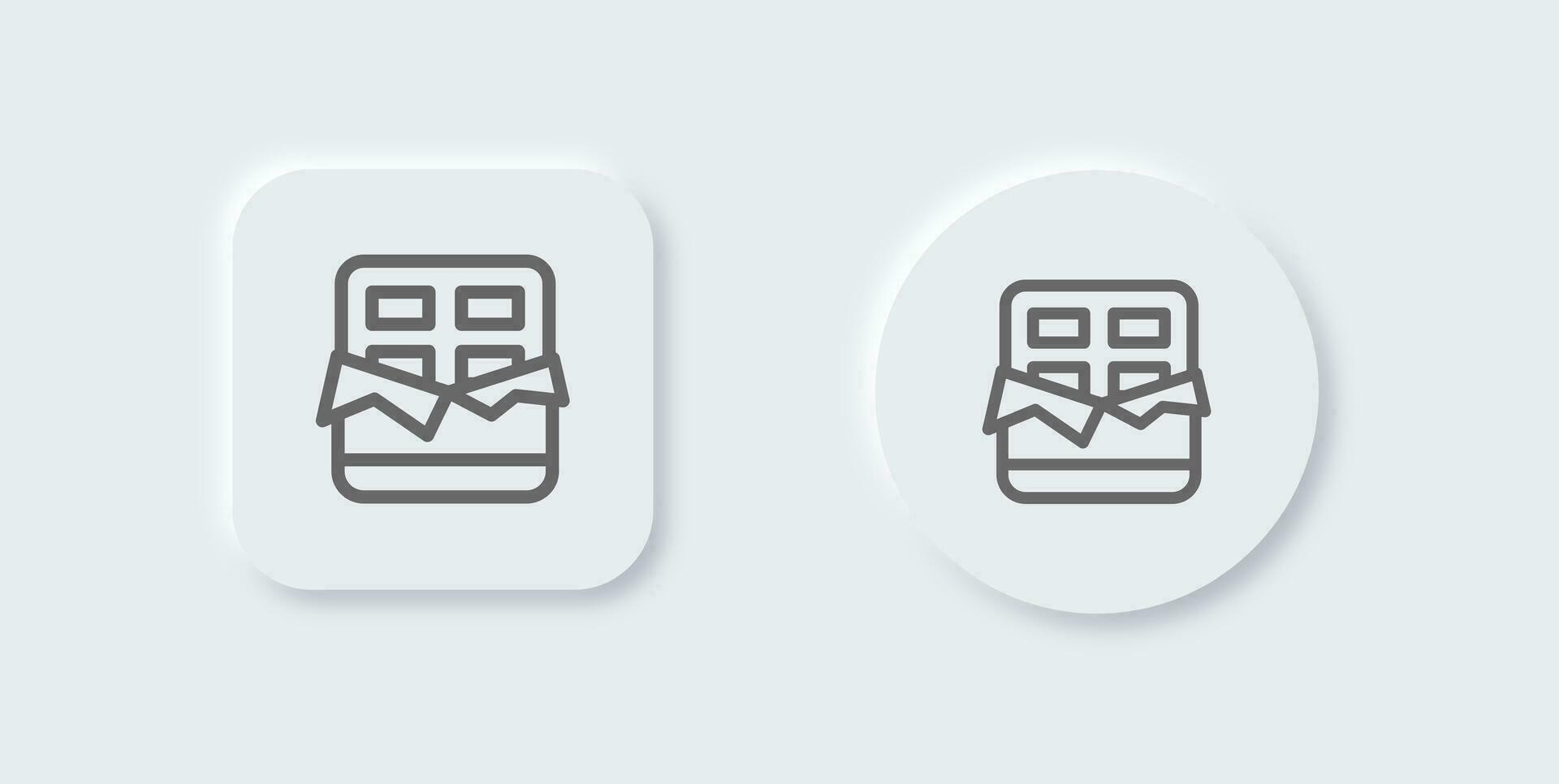 Chocolate line icon in neomorphic design style. Candy signs vector illustration.