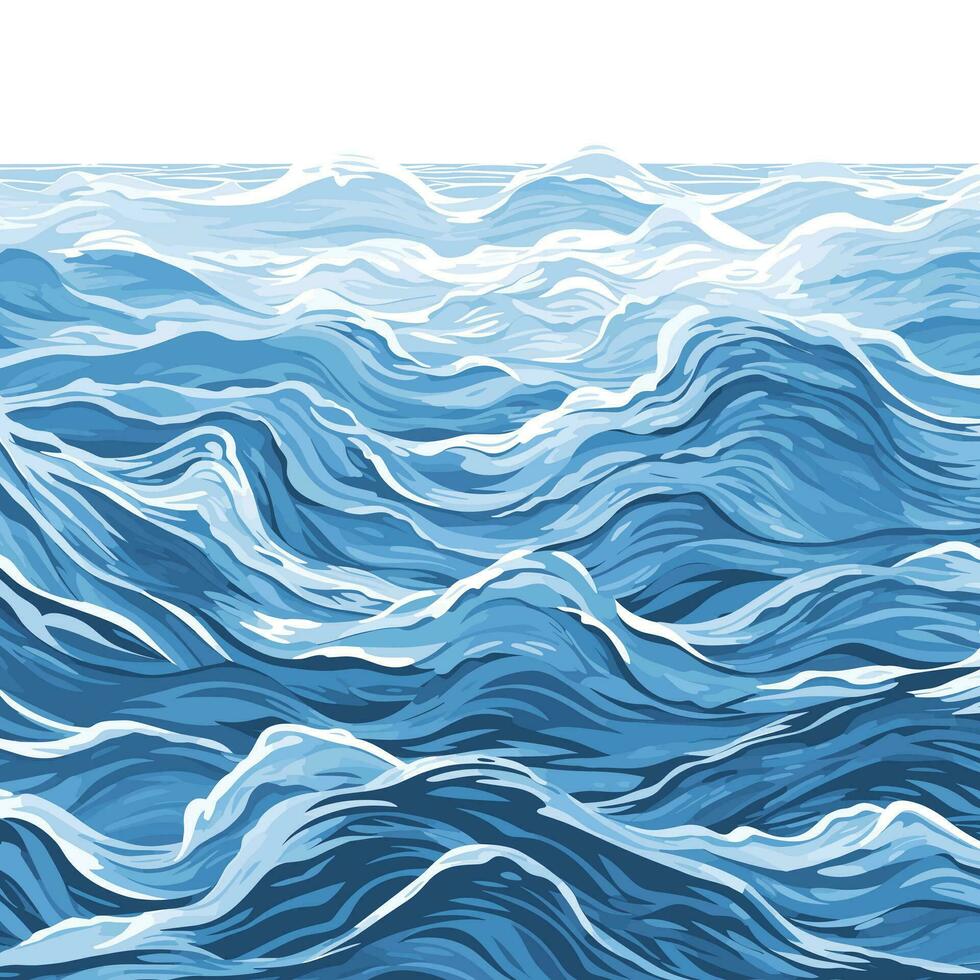 Blue ripples and water splashes waves surface flat style design vector illustration.