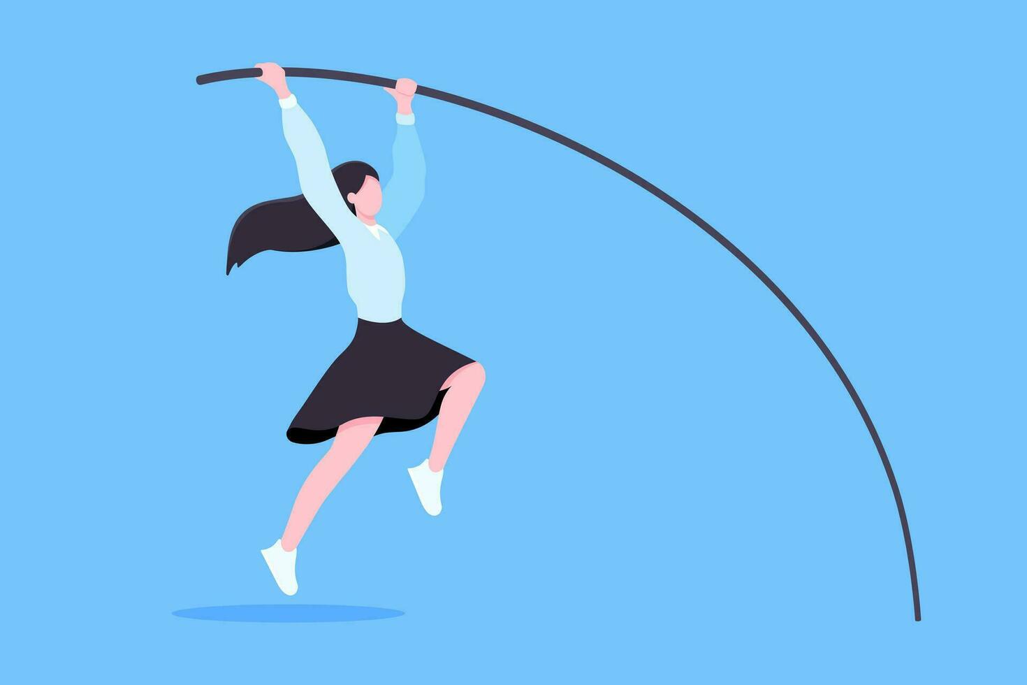 Businesswoman jumps pole vault flat style design vector illustration business concept.