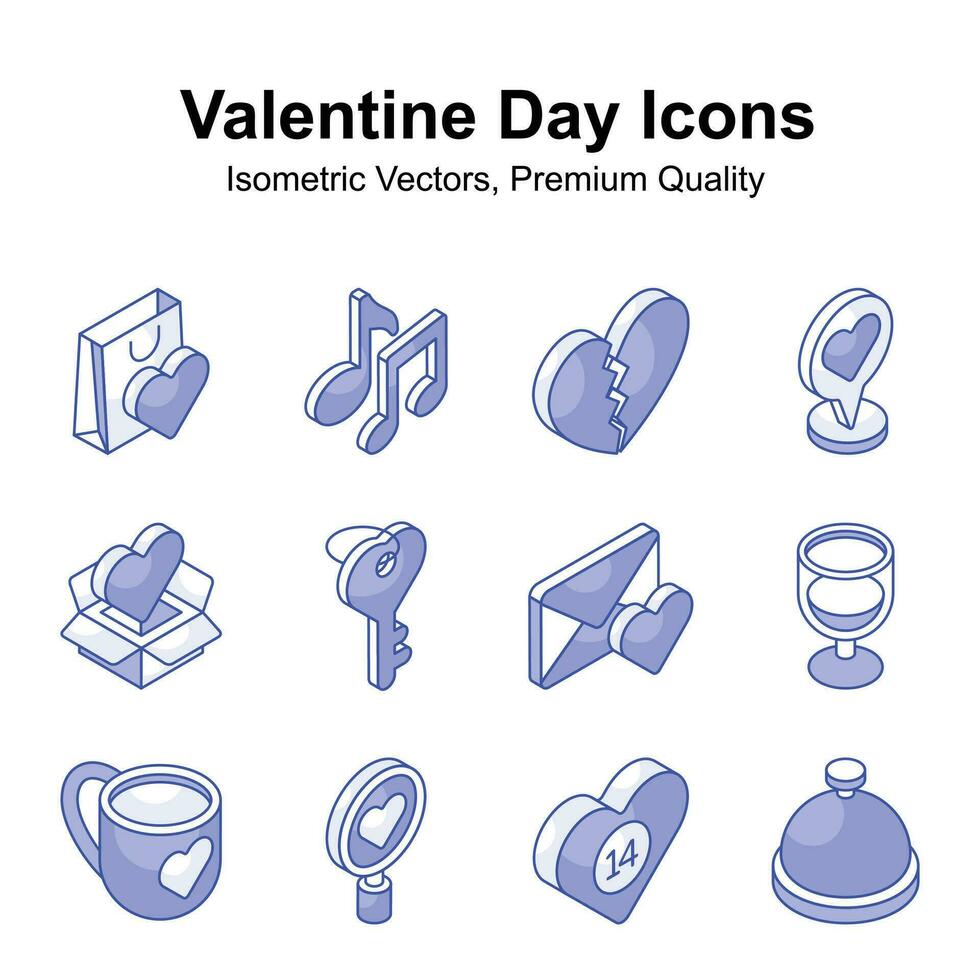 Grab this creatively designed valentines day isometric vectors set, ready to use in websites and mobile apps