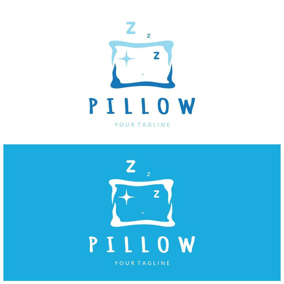 Creative logo designs for pillows, blankets, bed sheets and beds, sleep, zzz, clock, moon and stars. vector