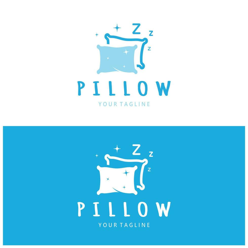 Creative logo designs for pillows, blankets, bed sheets and beds, sleep, zzz, clock, moon and stars. vector