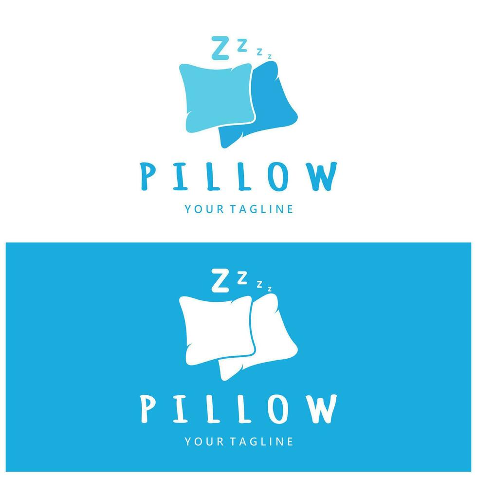 Creative logo designs for pillows, blankets, bed sheets and beds, sleep, zzz, clock, moon and stars. vector