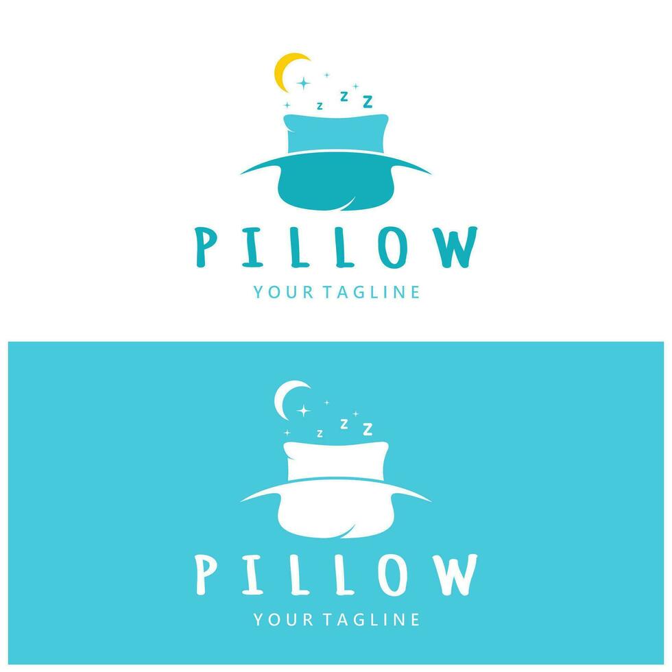 Creative logo designs for pillows, blankets, bed sheets and beds, sleep, zzz, clock, moon and stars. vector