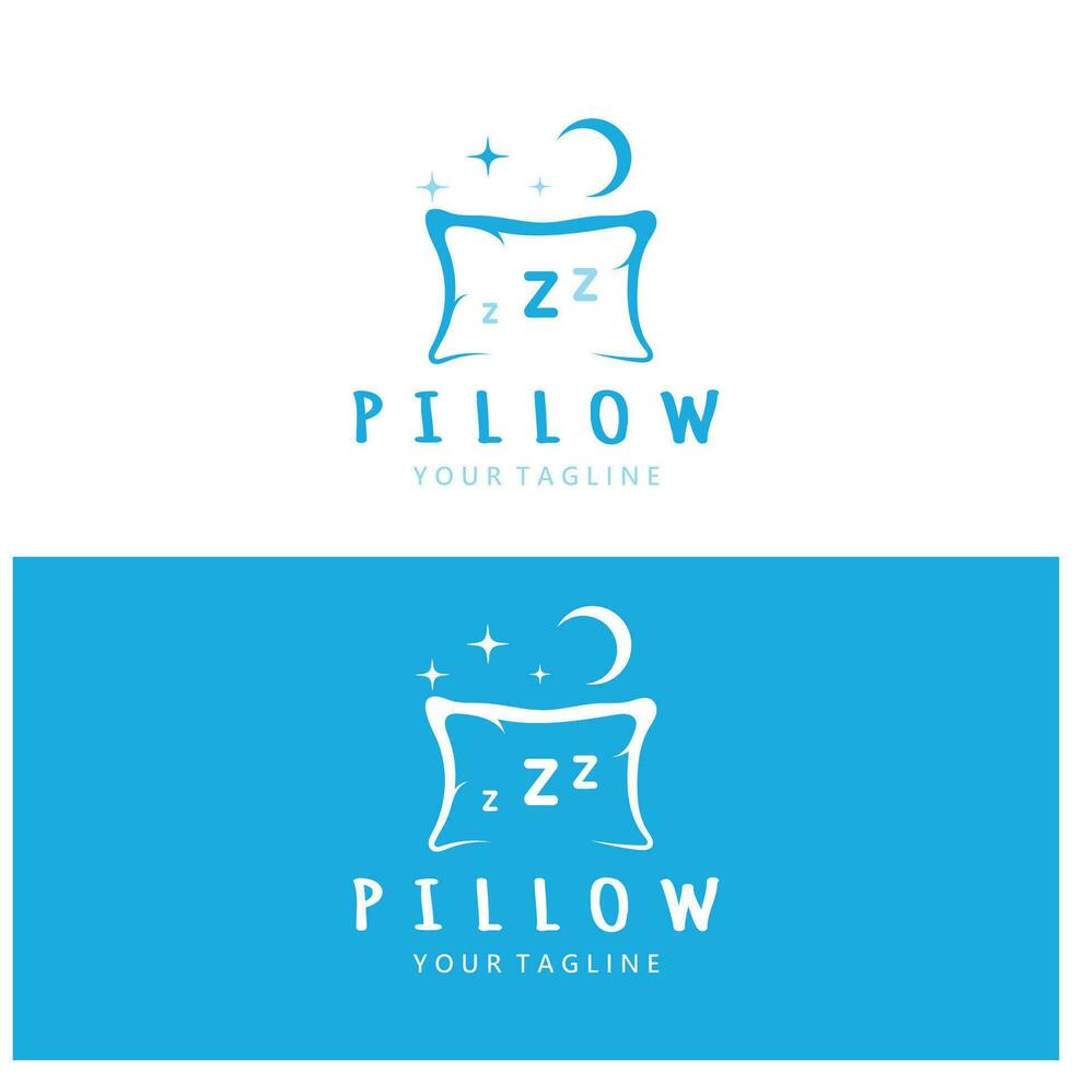 Creative logo designs for pillows, blankets, bed sheets and beds, sleep, zzz, clock, moon and stars. vector