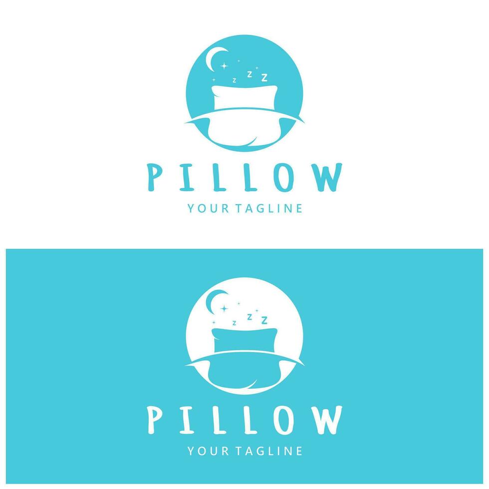 Creative logo designs for pillows, blankets, bed sheets and beds, sleep, zzz, clock, moon and stars. vector