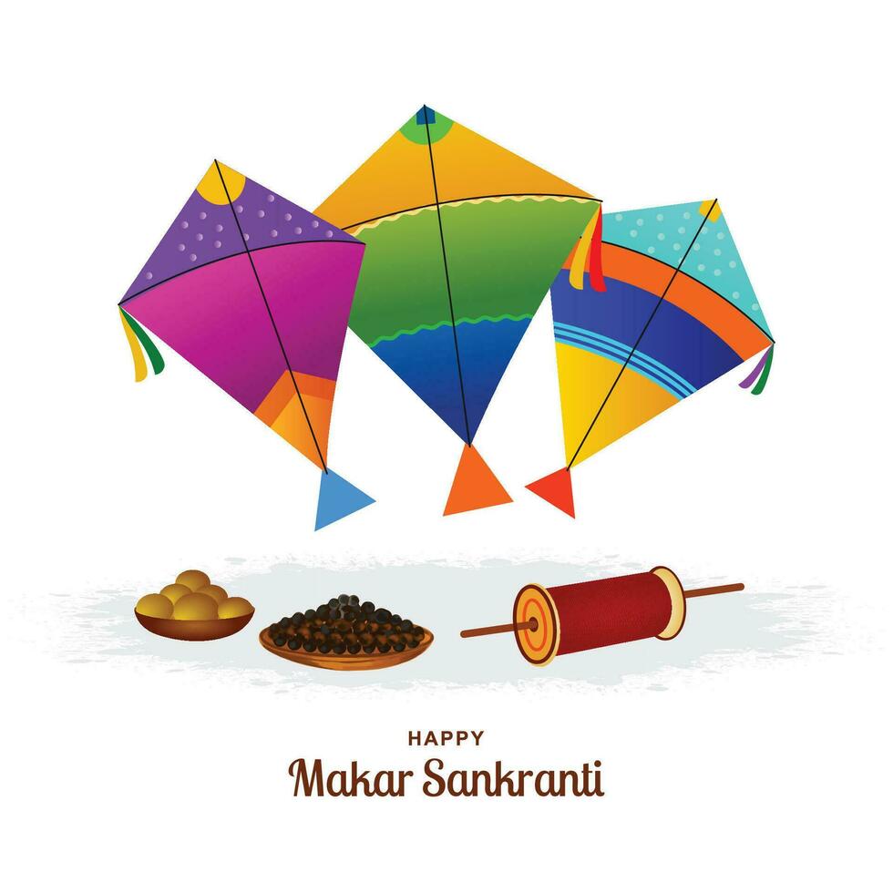 Happy makar sankranti holiday india festival background vector