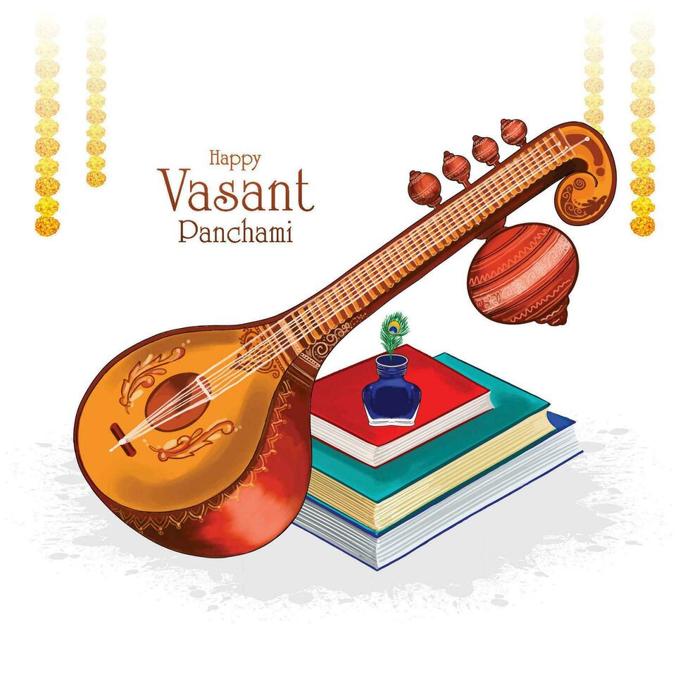 Happy vasant panchami celebration card background vector