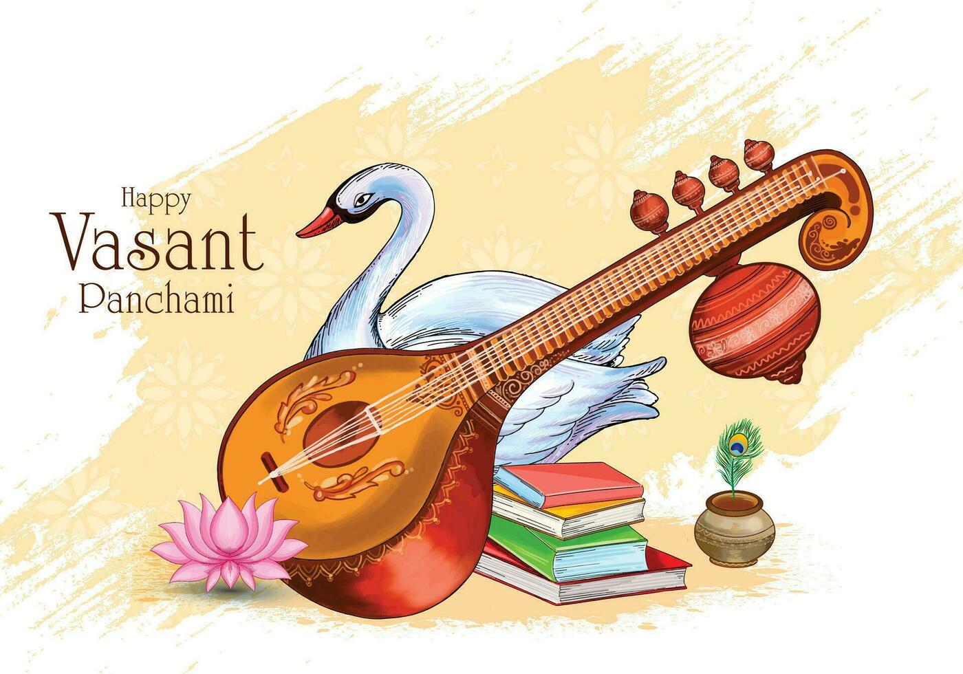 contento vasant panchami cultural indio festival tarjeta antecedentes vector
