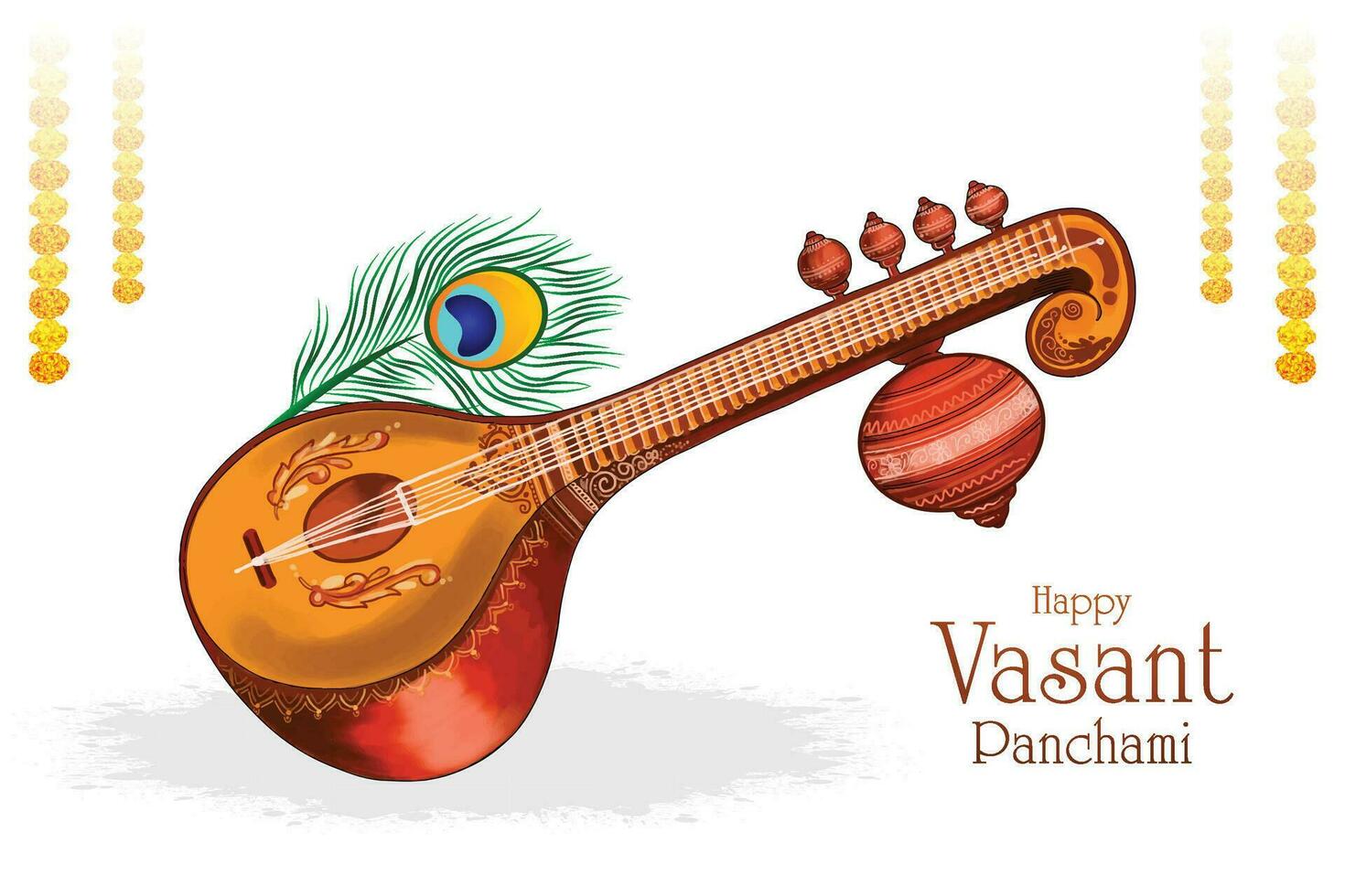 Beautiful indian festival vasant panchami card background vector