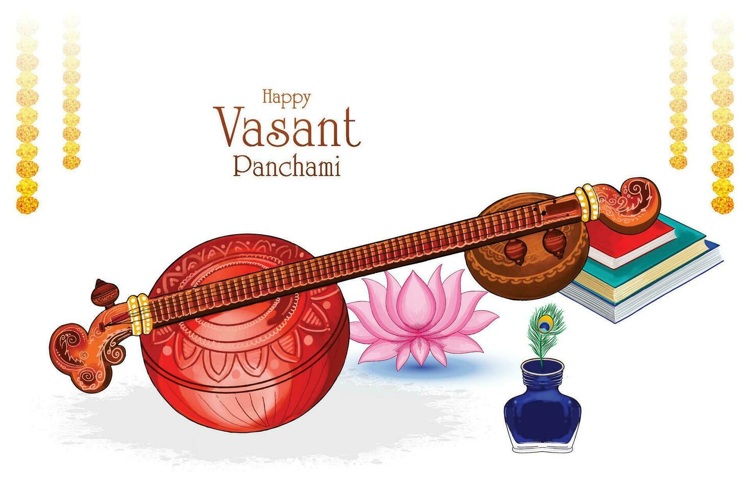 Illustration of vasant panchami festival card background vector