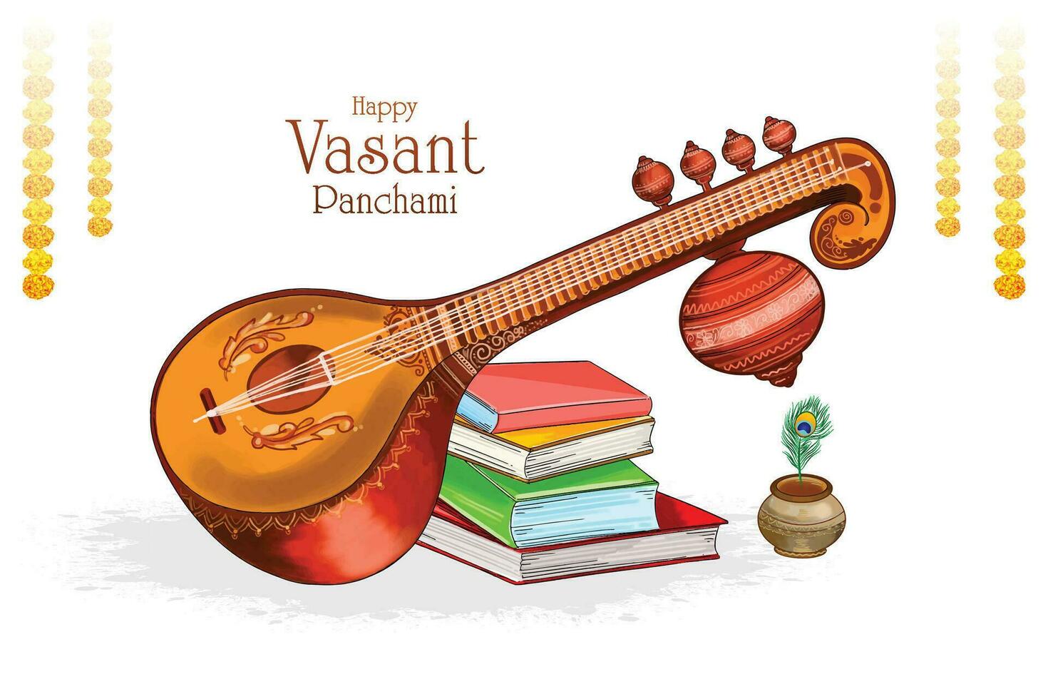 Illustration of vasant panchami festival card background vector