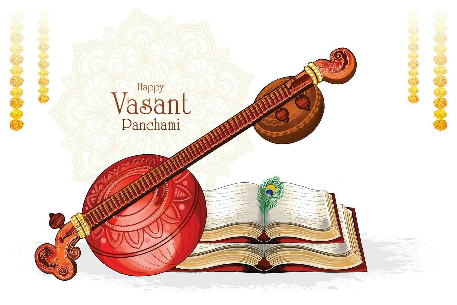 Happy vasant panchami celebration card background vector