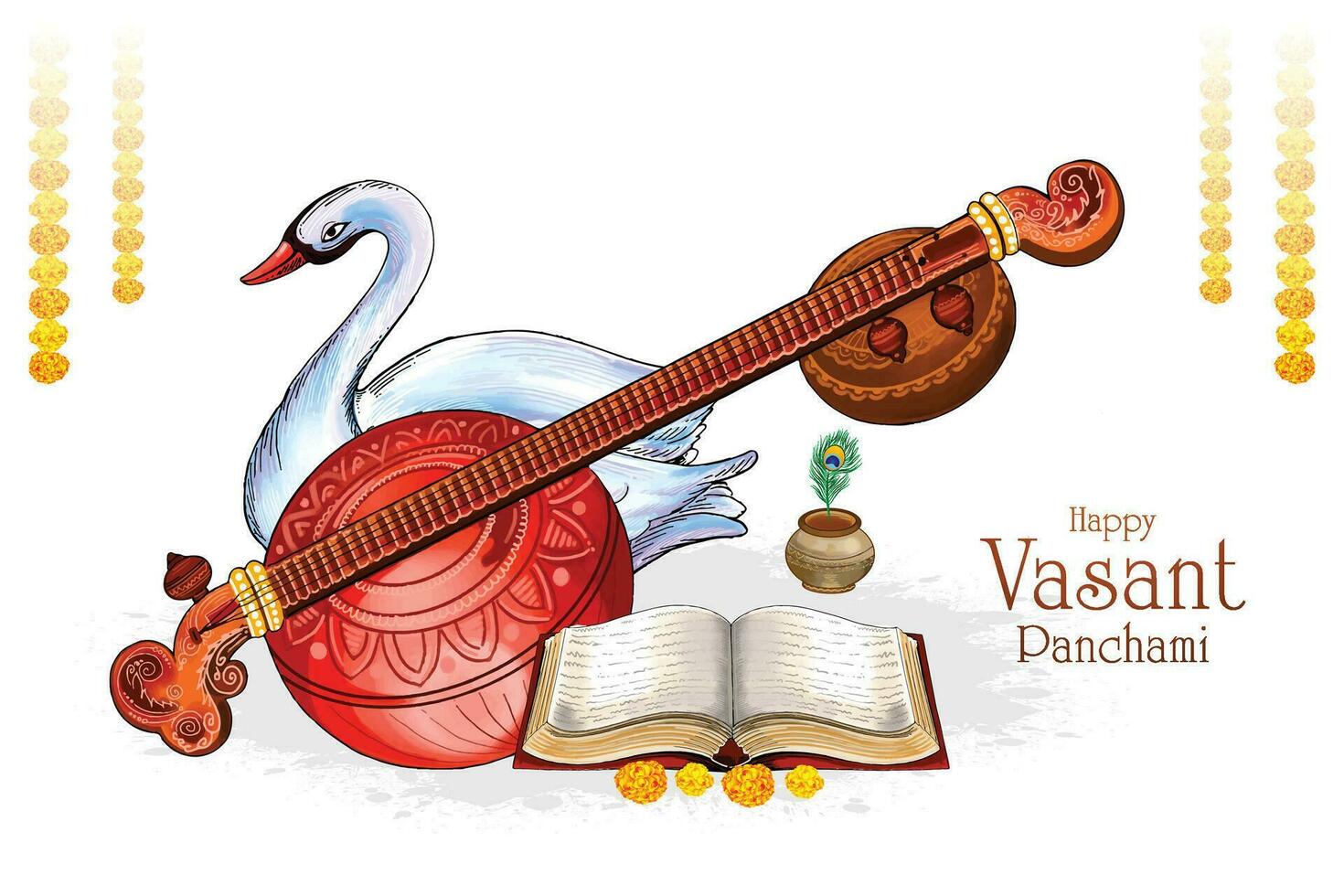 Illustration of vasant panchami festival card background vector