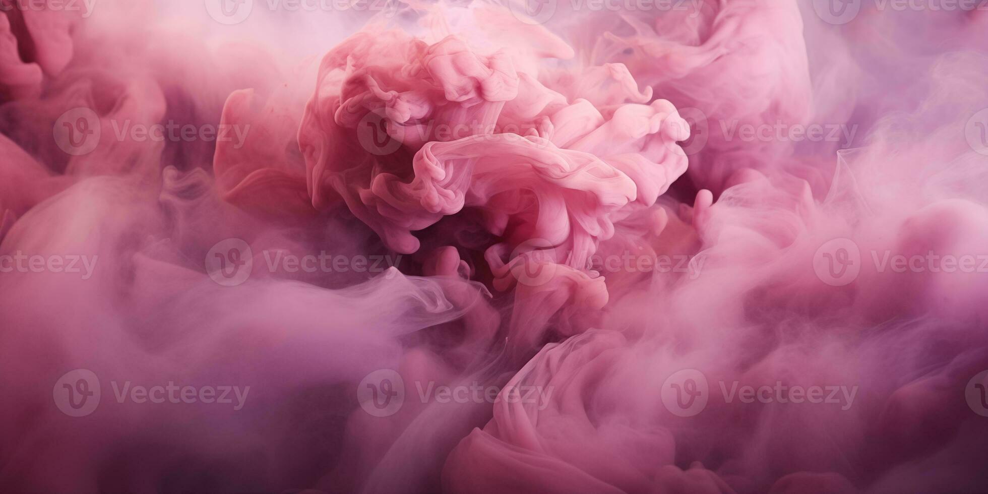 AI generated Pink-purple fluffy pastel ink smoke on a dark background. Generated by artificial intelligence. photo