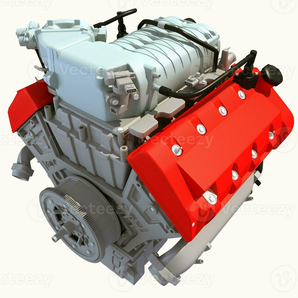 V8 Engine 3D rendering on white background photo