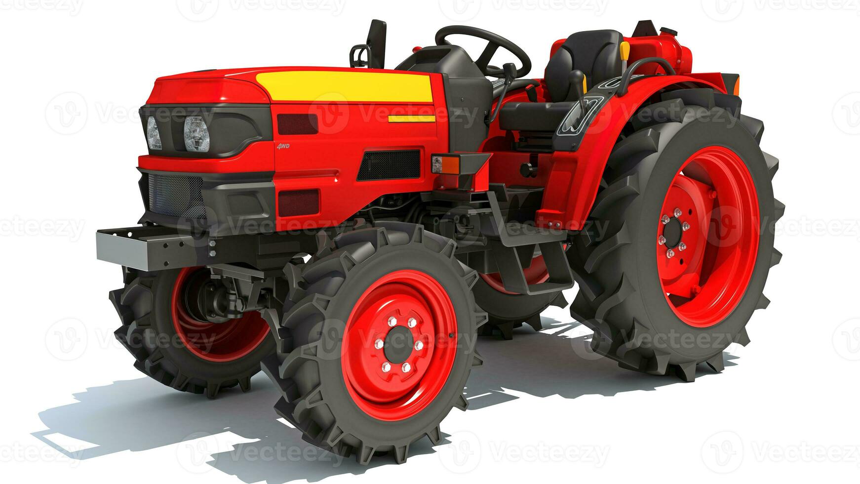 Farm Tractor 3D rendering on white background photo