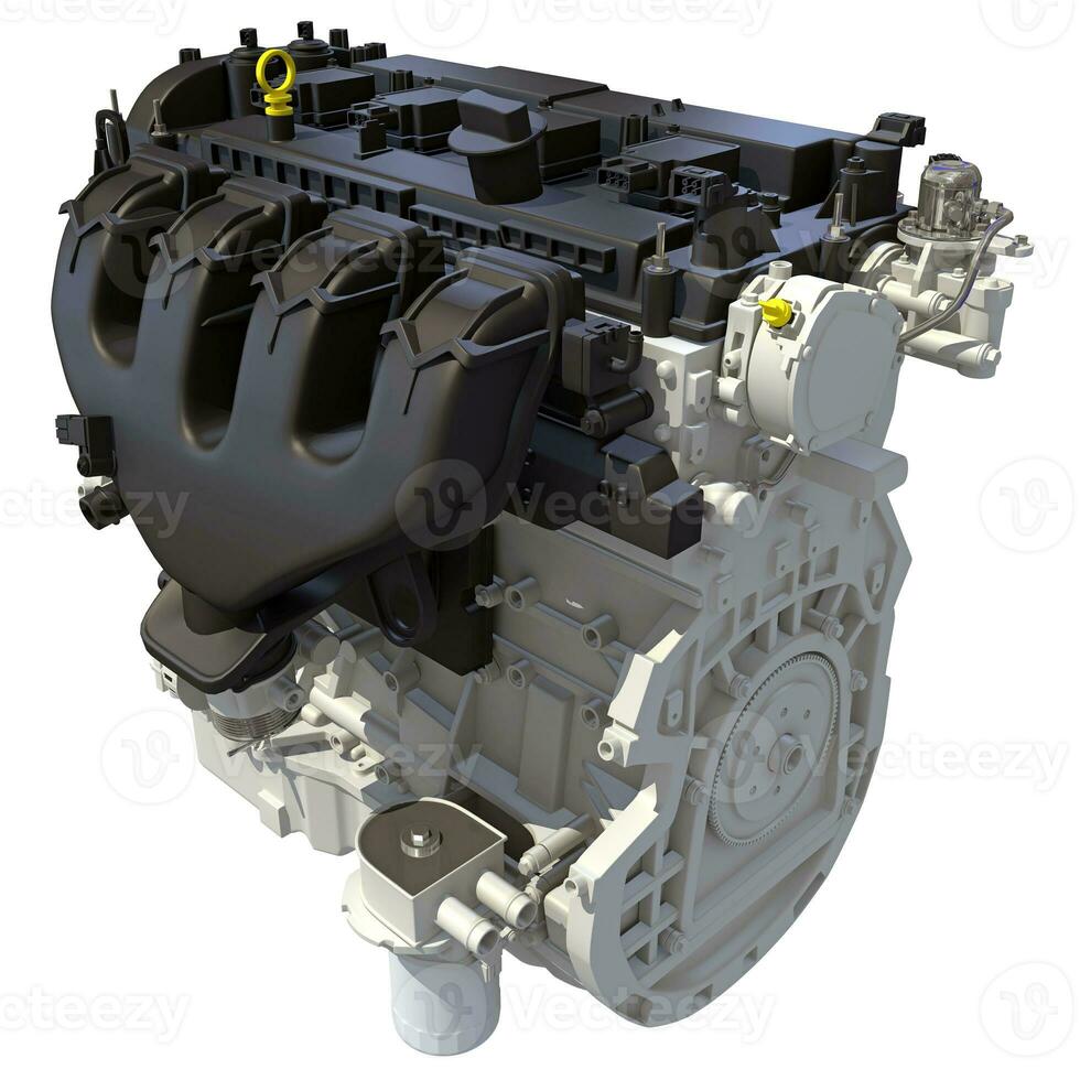 Car Engine 3D rendering on white background photo
