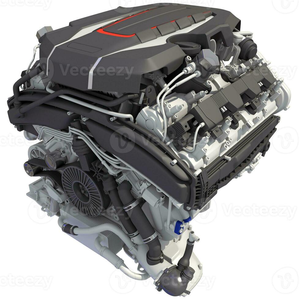 Car Engine 3D rendering on white background photo