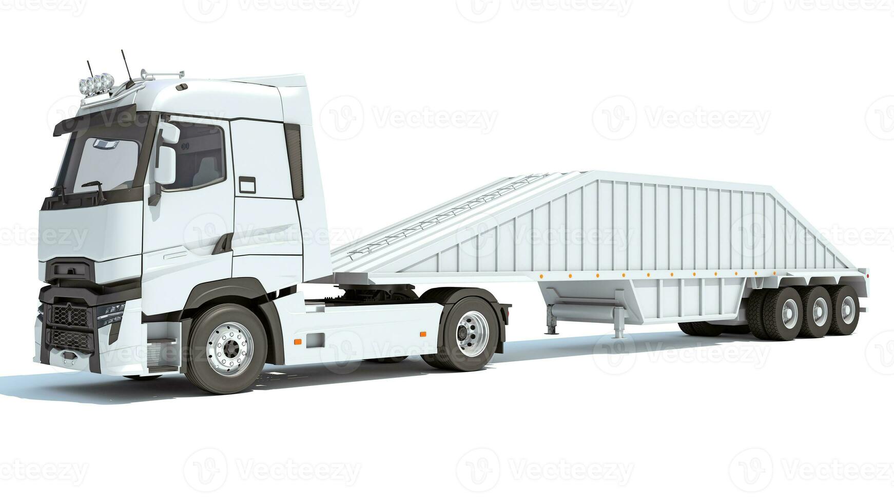 Truck with Bottom Dump Trailer 3D rendering photo