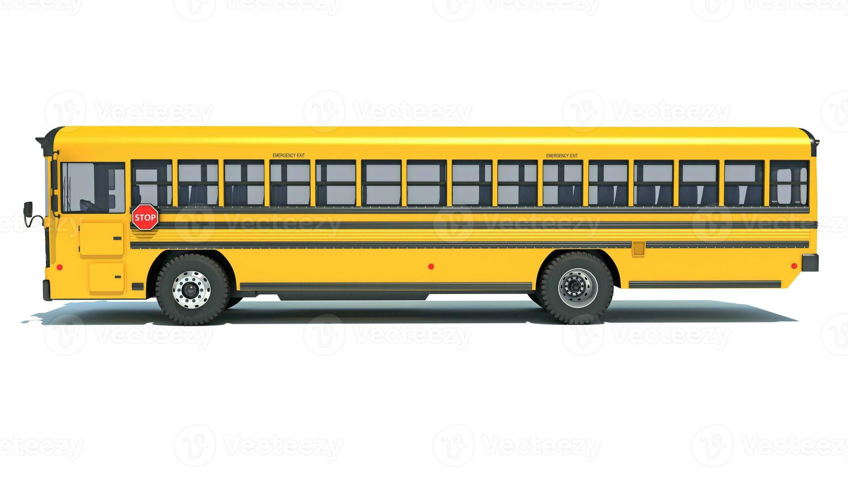 School Bus 3D rendering on white background photo