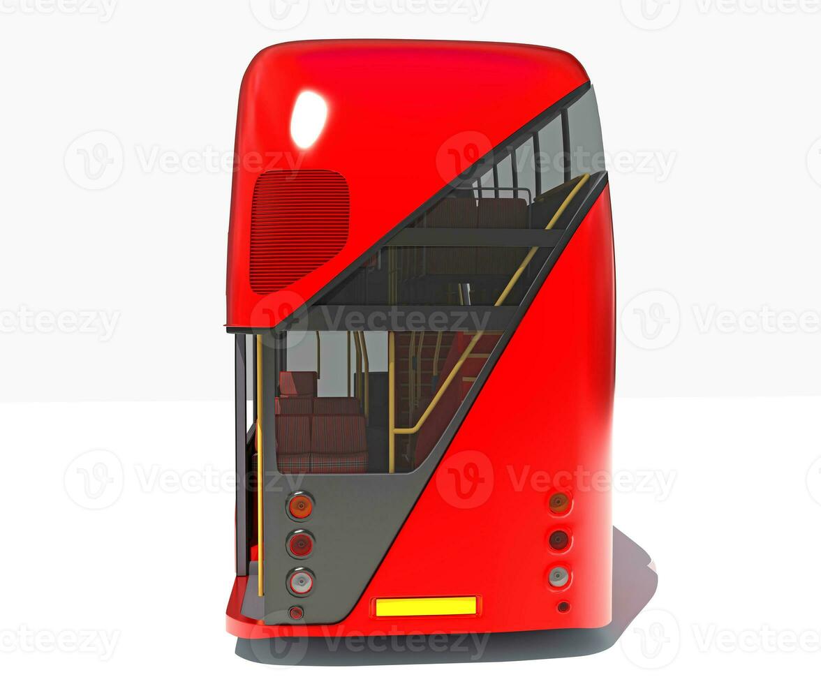 Double Decker City Bus 3D rendering on white background photo