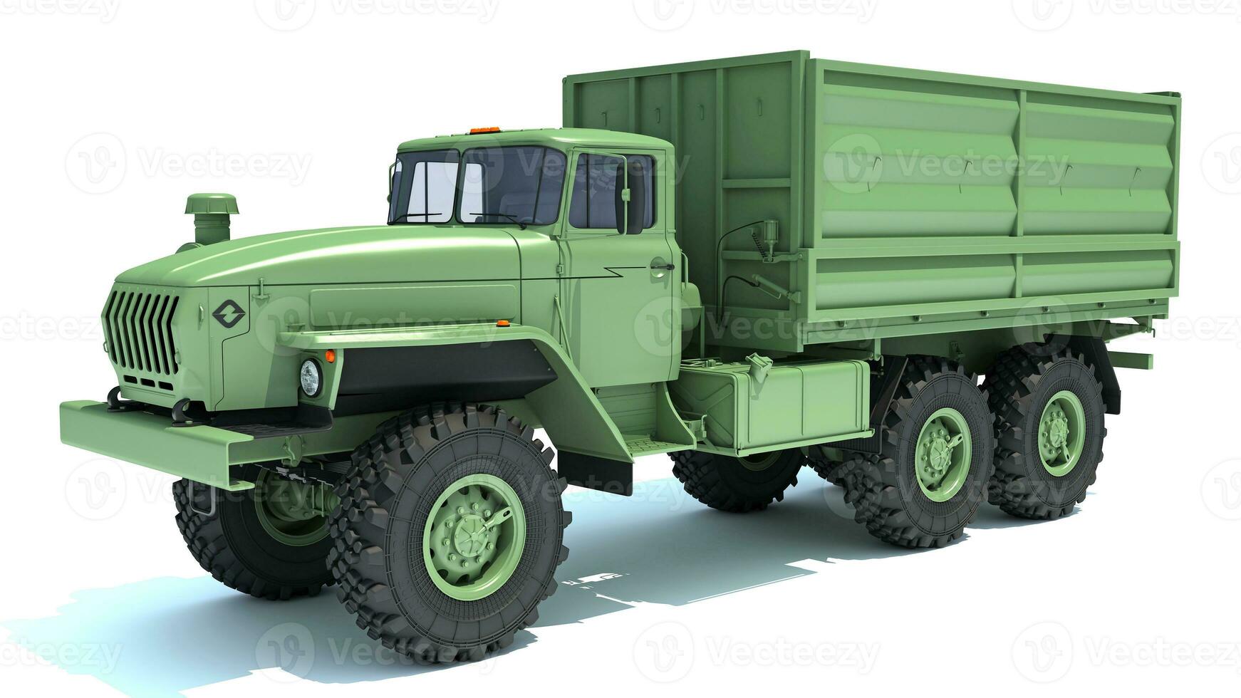 Military Truck Off Road 6x6 3D rendering on white background photo