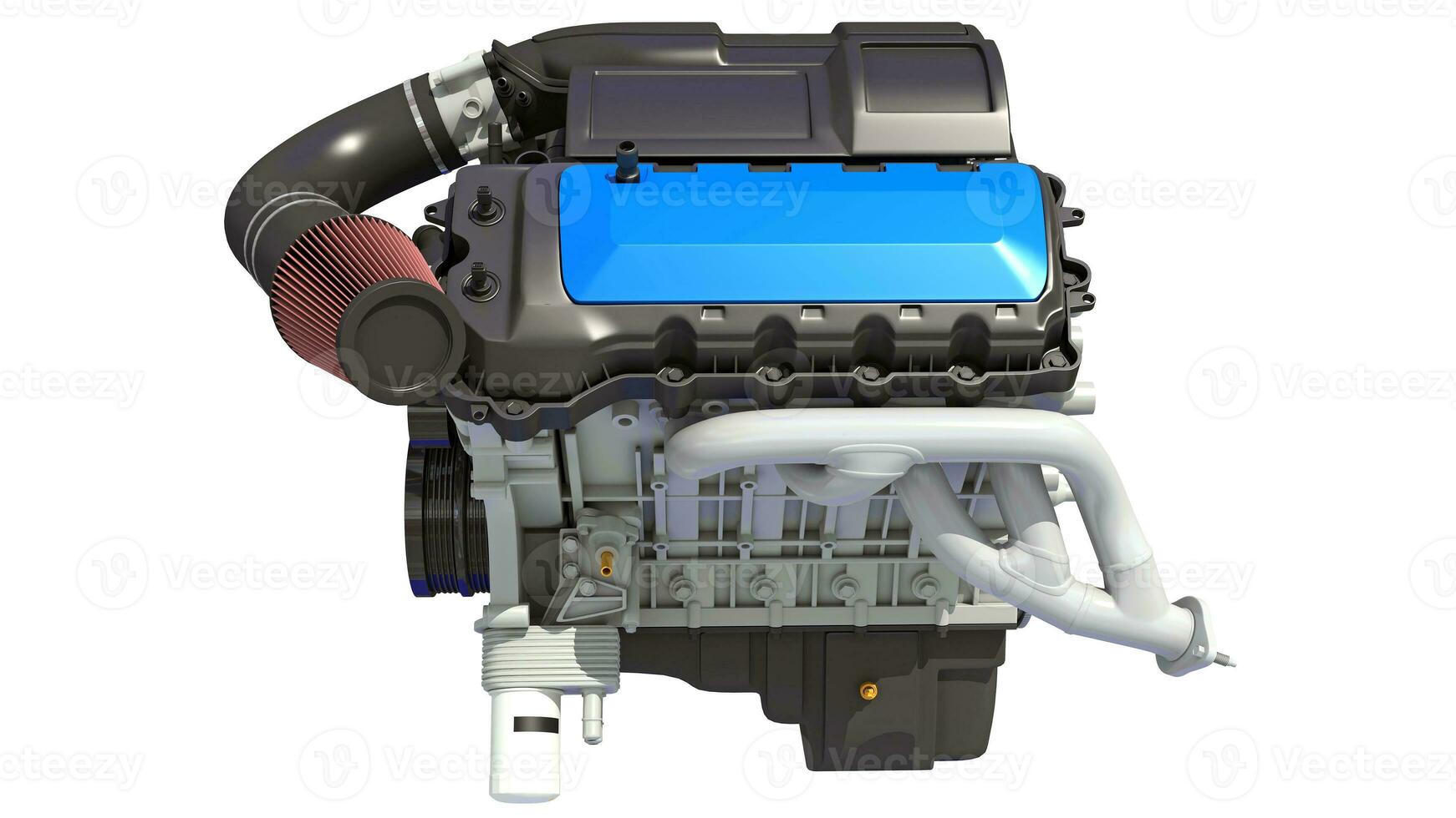 V8 Car Engine 3D rendering on white background photo