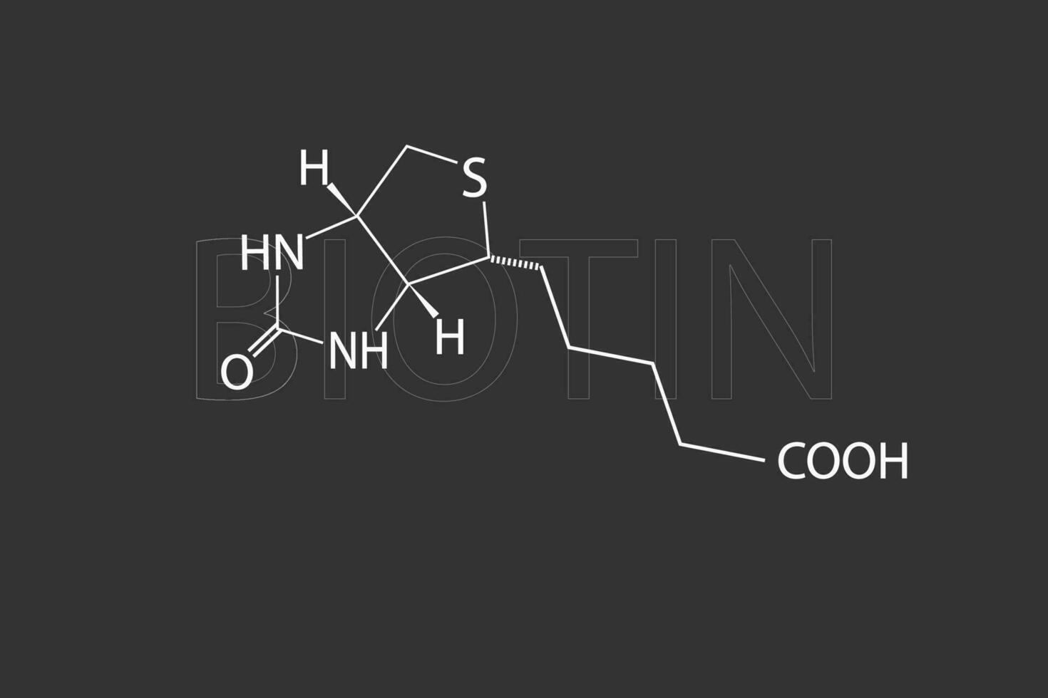 Biotin molecular skeletal chemical formula vector