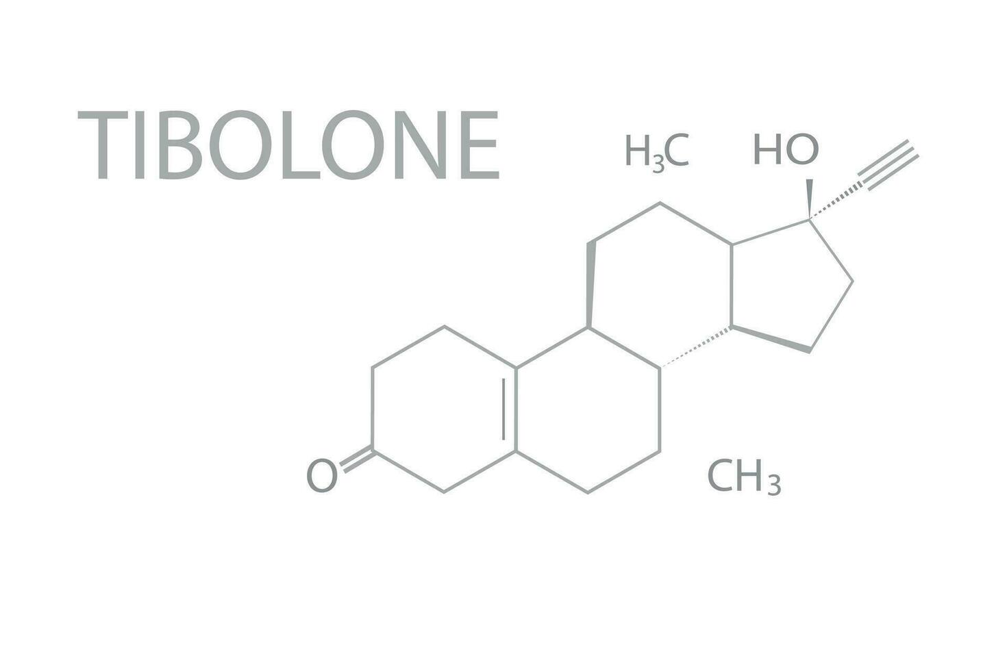 Tibolone molecular skeletal chemical formula vector