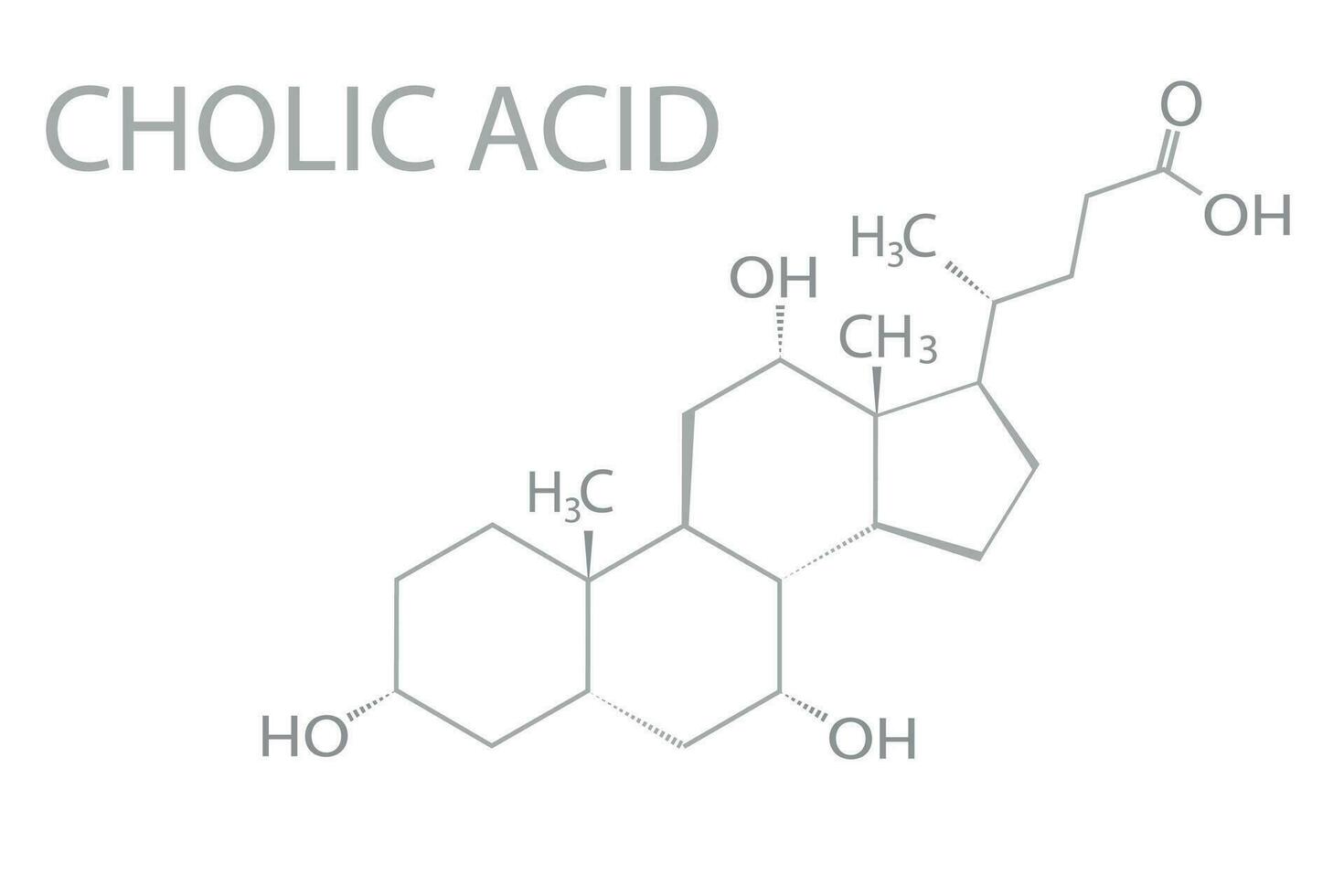 Cholic acid molecular skeletal chemical formula vector