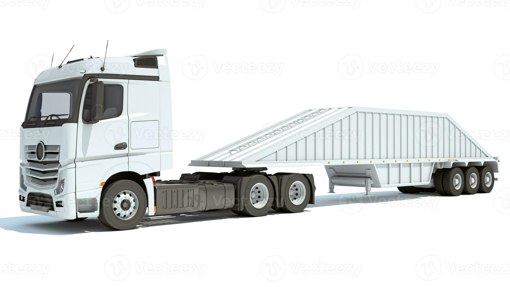 Truck with Bottom Dump Trailer 3D rendering photo