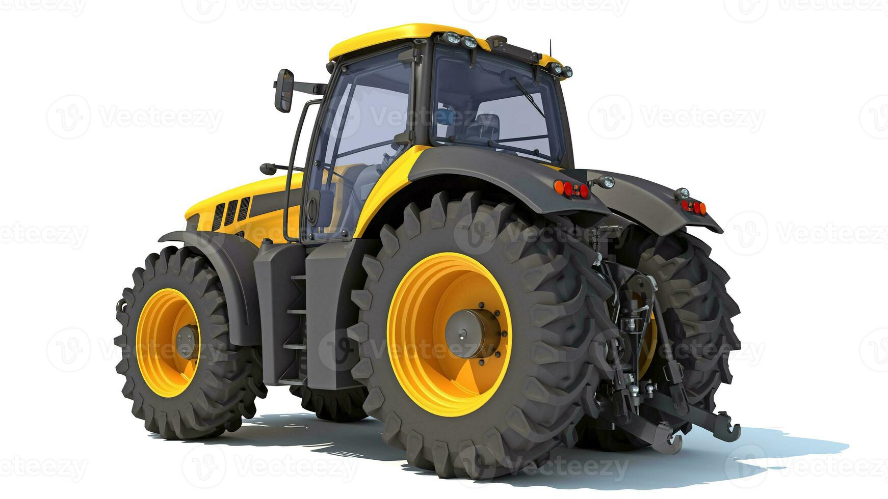 Farm Tractor 3D rendering on white background photo