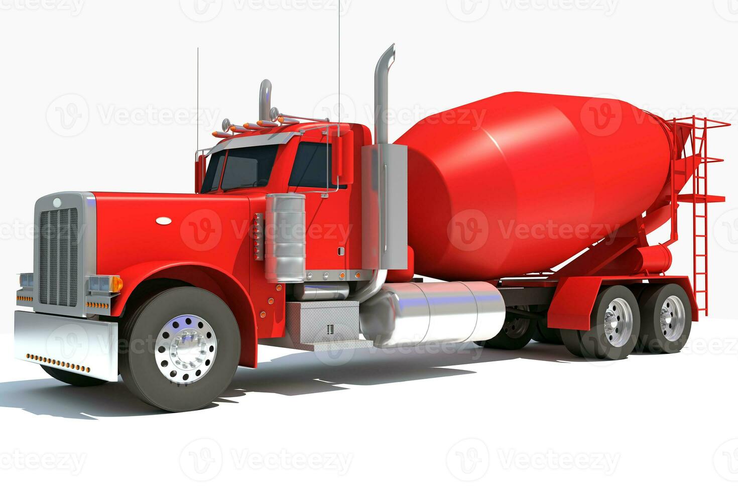 Concrete Mixer Truck heavy construction machinery 3D rendering on white background photo