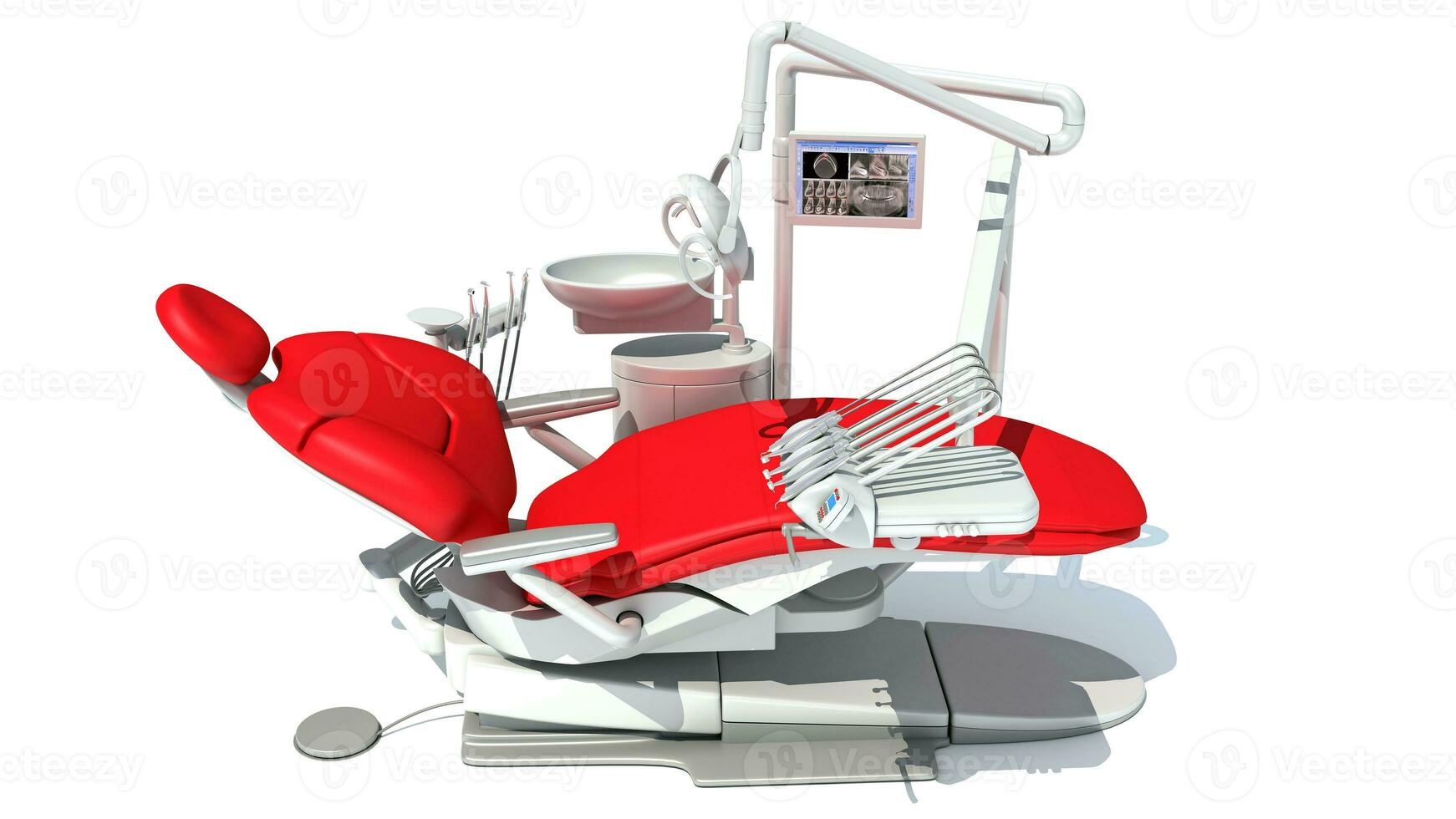 dental tratamiento estación unidad 3d representación en blanco antecedentes foto