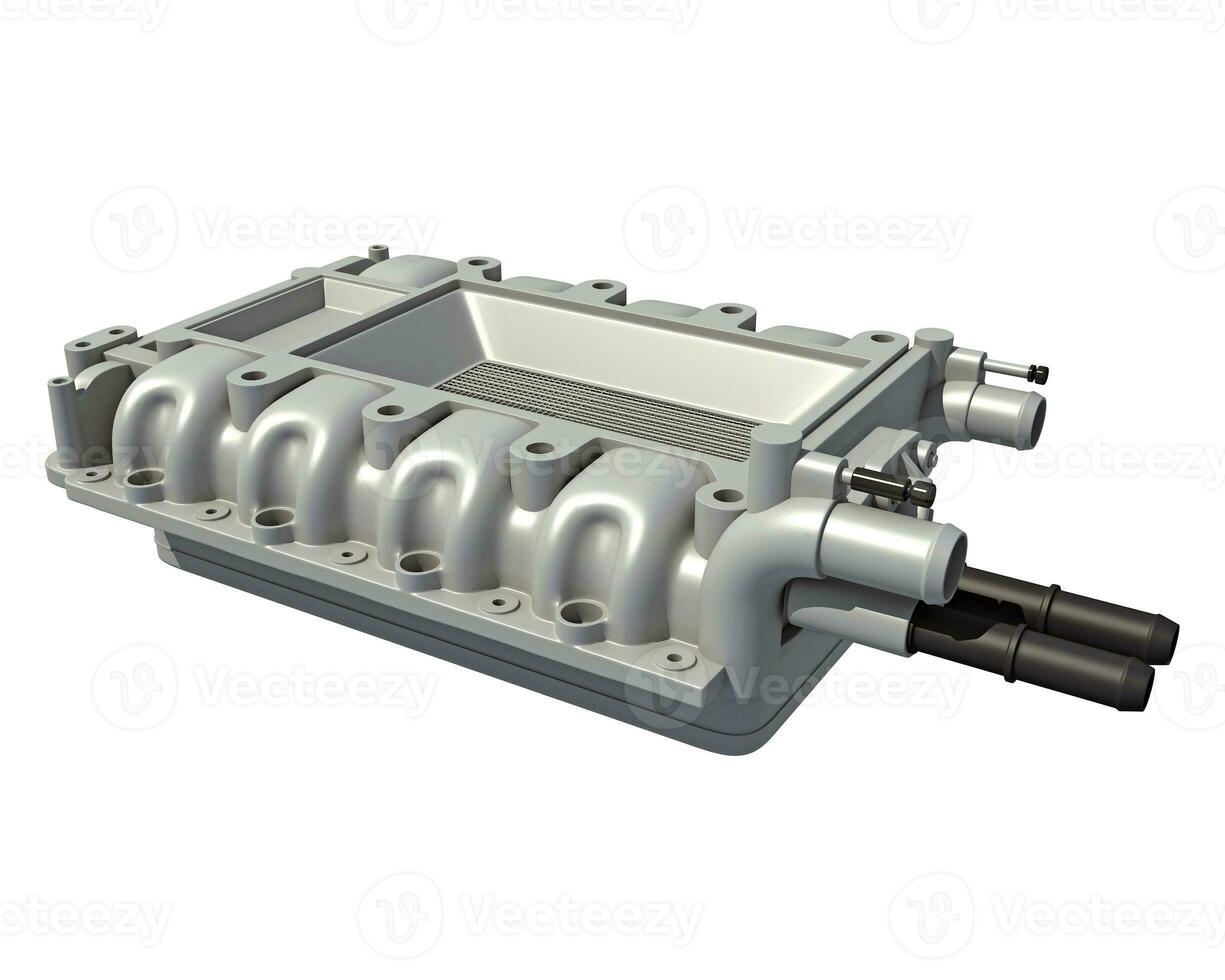 Engine Intake Manifold 3D rendering on white background photo