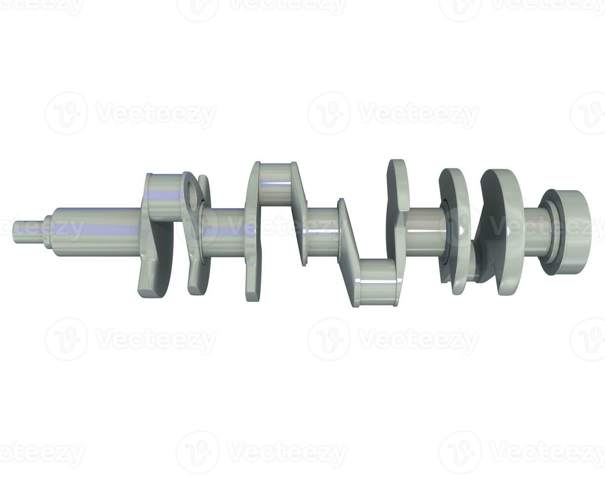 Engine Crankshaft 3D rendering on white background photo