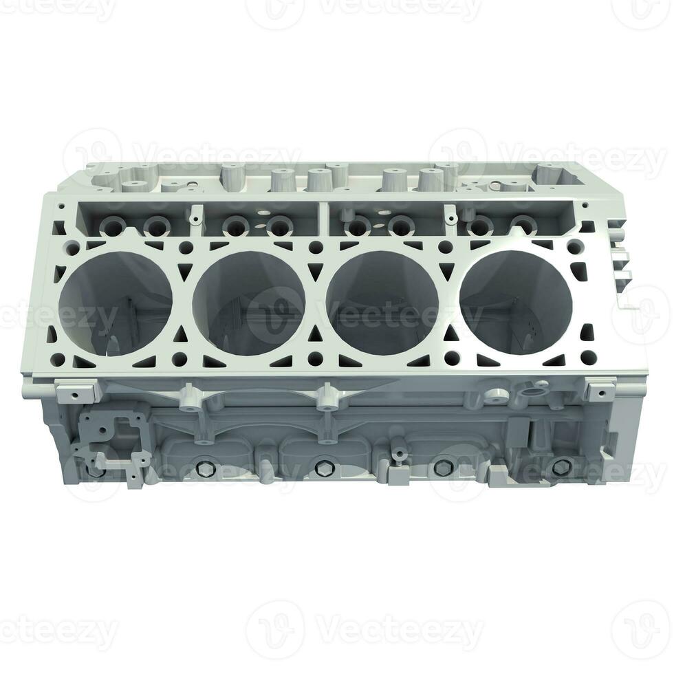 V8 Engine Block 3D rendering on white background photo