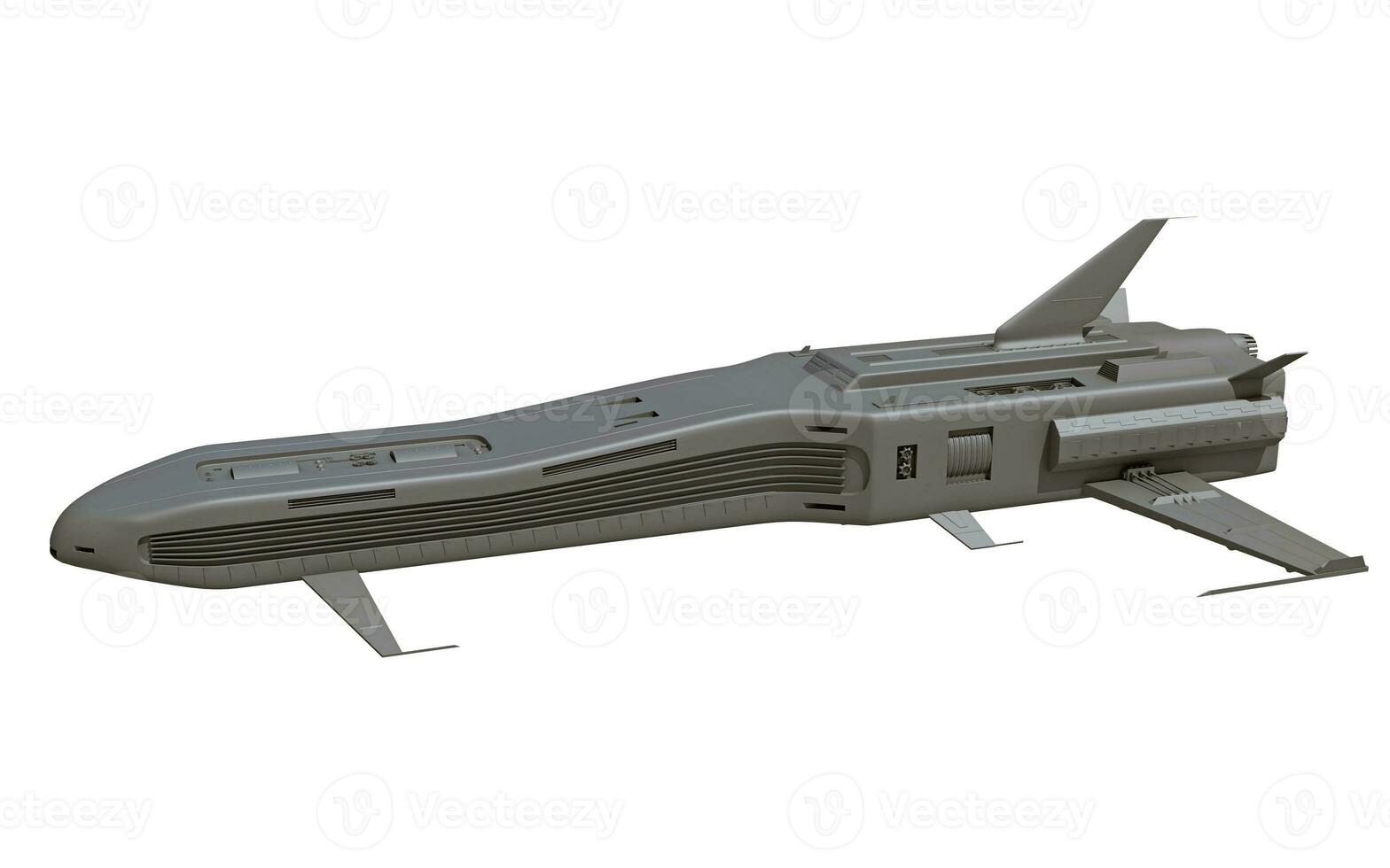 Spaceship 3D rendering on white background photo