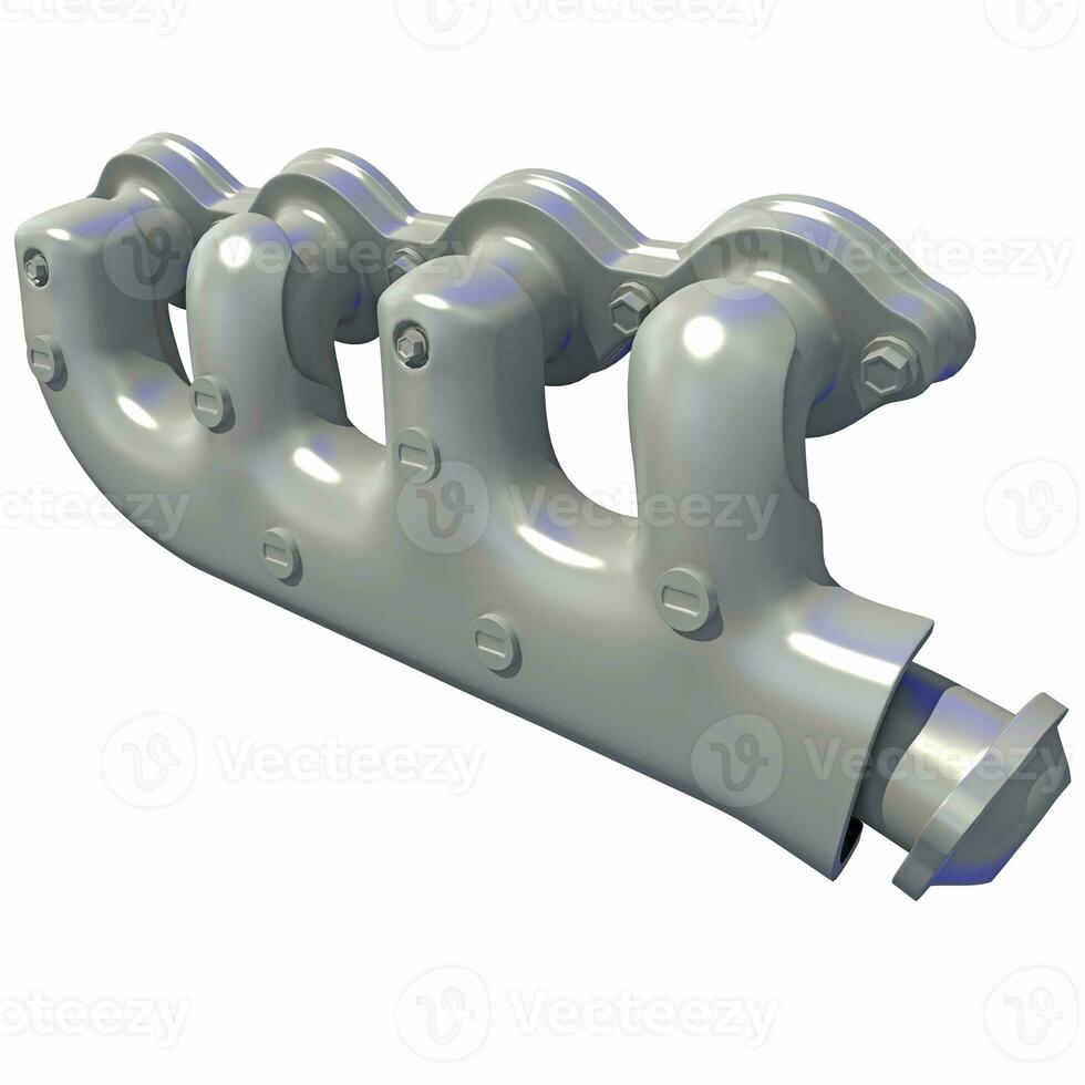 Exhaust Manifold 3D rendering on white background photo