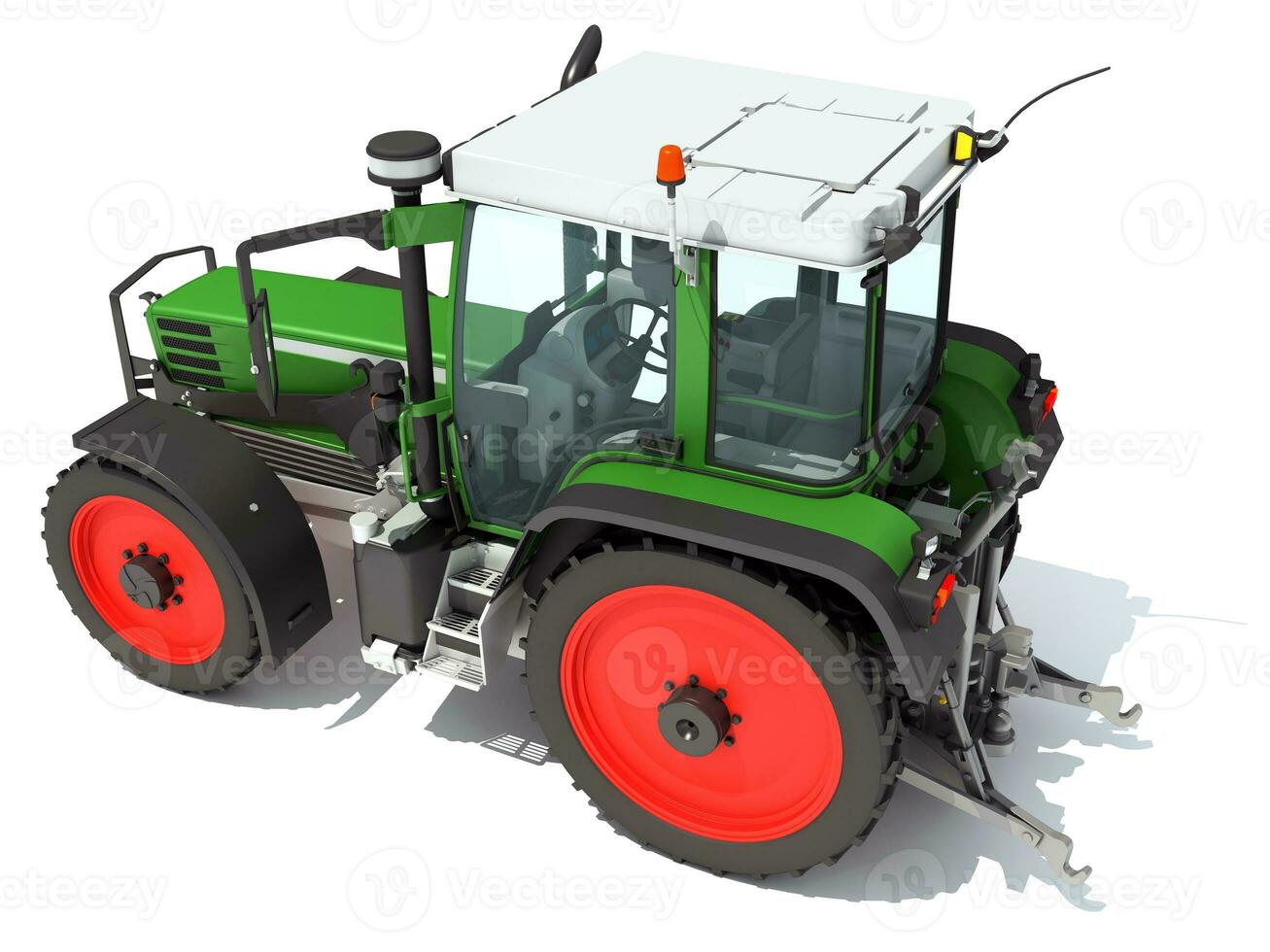 Farm Tractor 3D rendering on white background photo