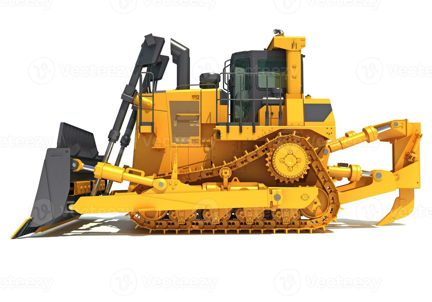 Tracked Dozer heavy construction machinery 3D rendering on white background photo