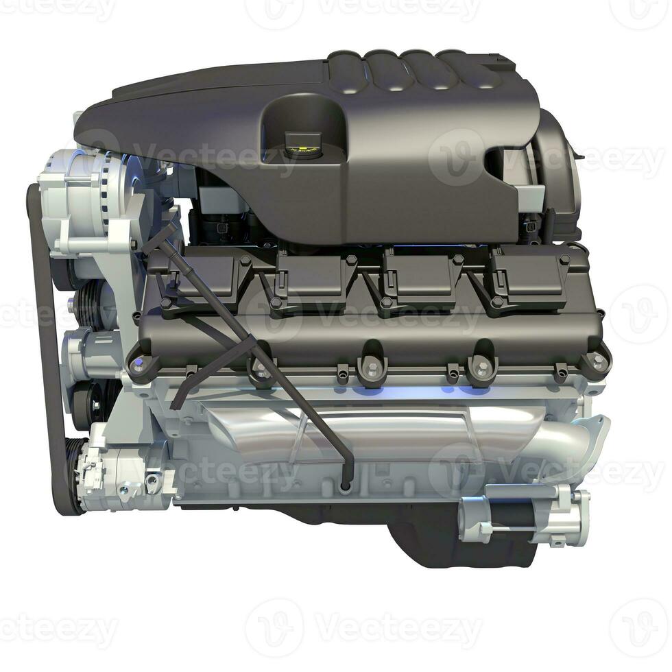 V8 Car Engine 3D rendering on white background photo