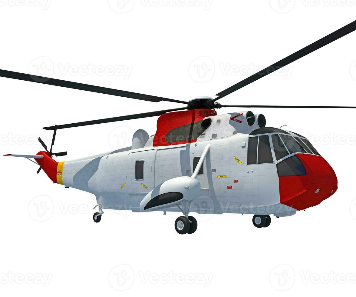 Helicopter 3D rendering on white background photo